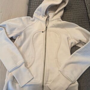 Lululemon Cream Zip-Up Scuba Hoodie